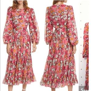 ❌SOLD❌Saloni Isabel Floral Long Sleeve Silk Maxi Dress size 4 NWT